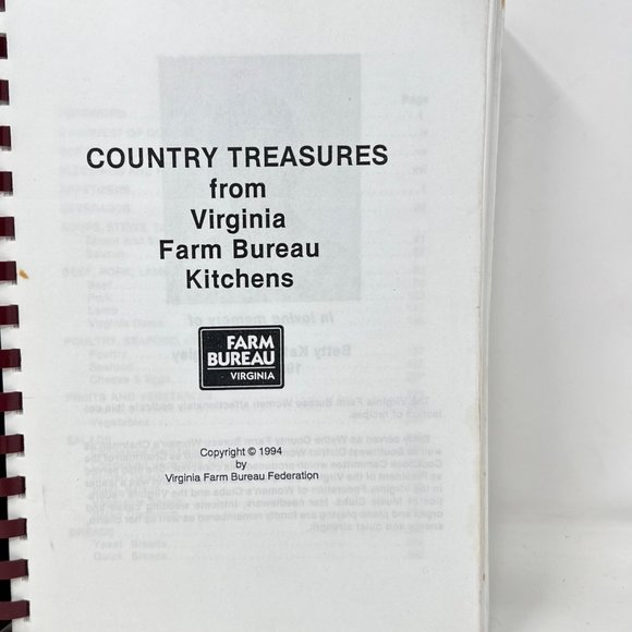 Country Treasures Recipes -  Virginia Farm Bureau Kitchens Cookbook  1994 - Picture 2 of 16